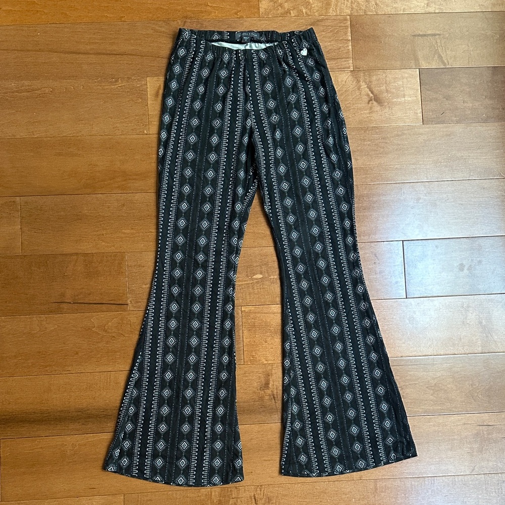 Soft Black and White Patterned Flare Pants